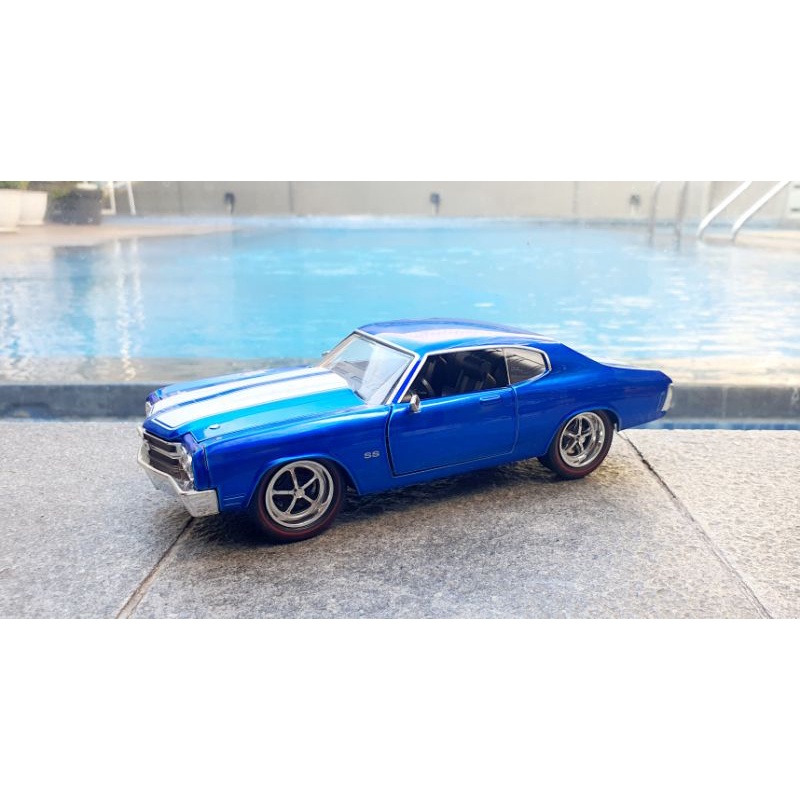 Jada 1970 Chevy Chevelle SS Biru Miniatur Diecast Mobil 1:124