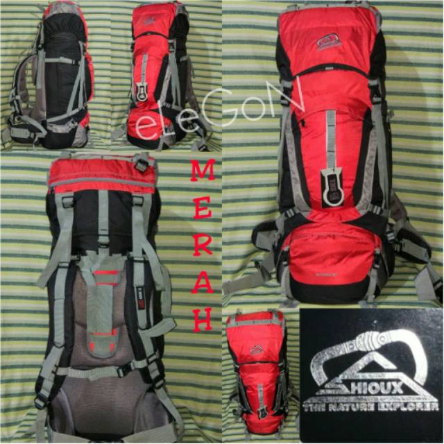 Keril Tas Gunung Carrier Sioux 100 Liter Merah Ori Shioux 100L
