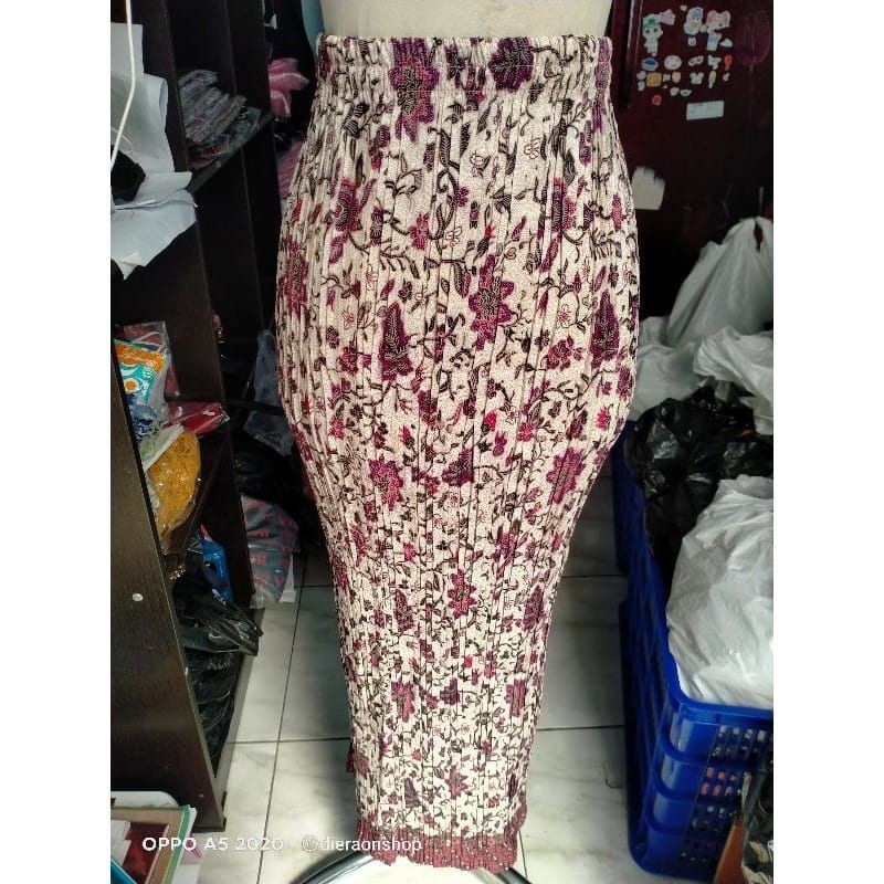 COD ROK PLISKET MUAT JUMBO BATIK BAWAHAN KEBAYA ROK BATIK JUMBO-PLISKET-BUNGA DUSTY