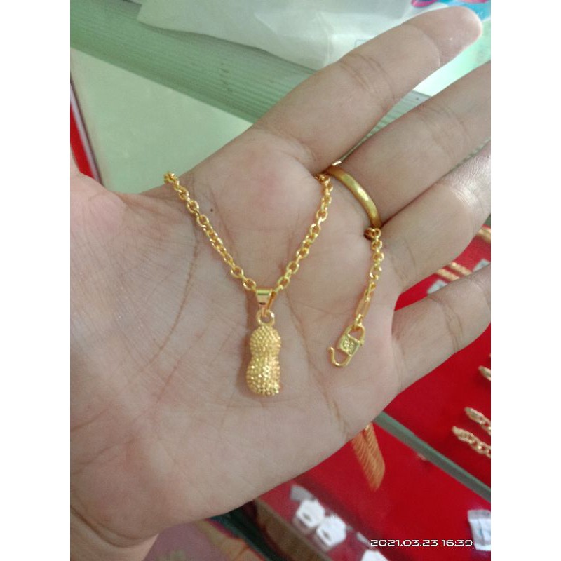 kalung Medan kecil kacang anak dan dewasa lapis emas 24k