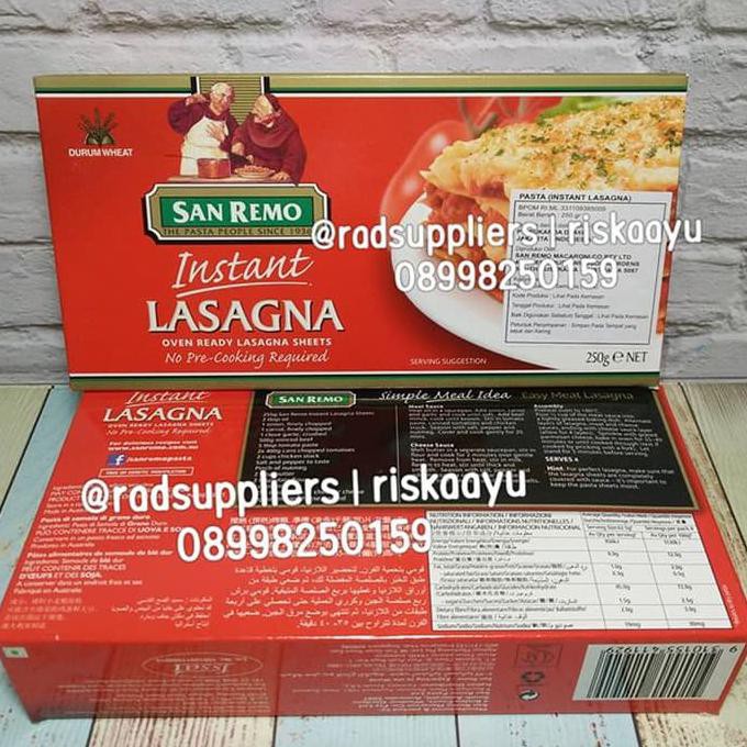 

San Remo Instant Lasagna 250gram GRATIS ONGKIR