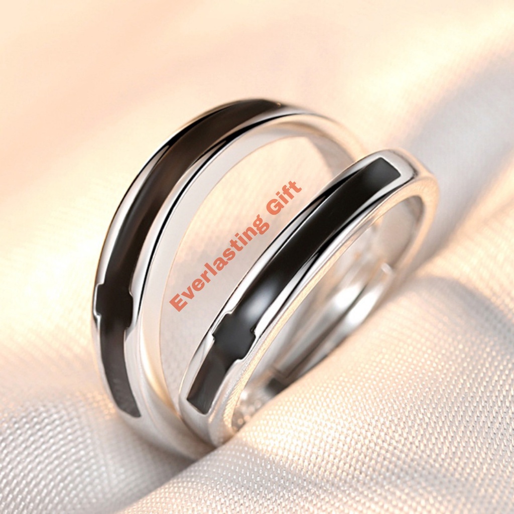 Cincin Couple Hitam Cincin Nikah Perak Anti Karat LIMITED EDITION