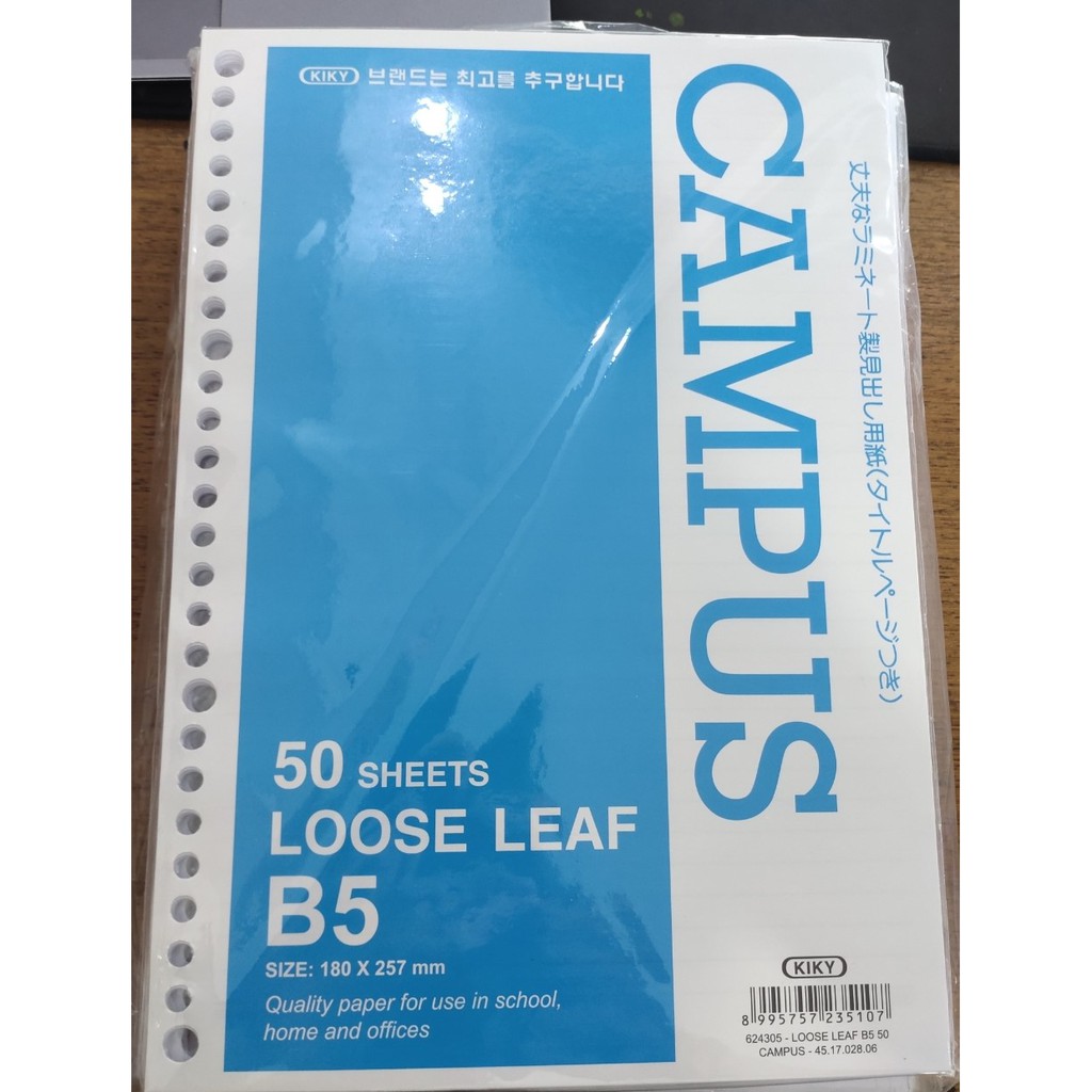 

( ISI 50 LEMBAR ) LOOSE LEAF B5 CAMPUS KIKY / KERTAS BINDER / KERTAS B5 CAMPUS / BINDER B5 KIKY