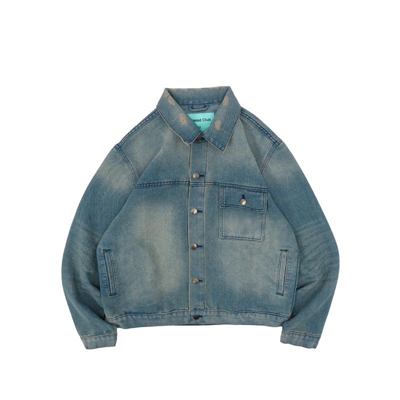 BASED CLUB BELLY BLUE WASHED DENIM JACKET