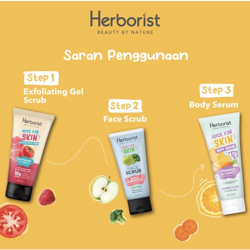 HERBORIST - Juice For Skin Body Serum Exfoliating Gel Face Scrub Lotion Pemutih Pencerah Badan Wajah Ampuh Aman Viral BPOM