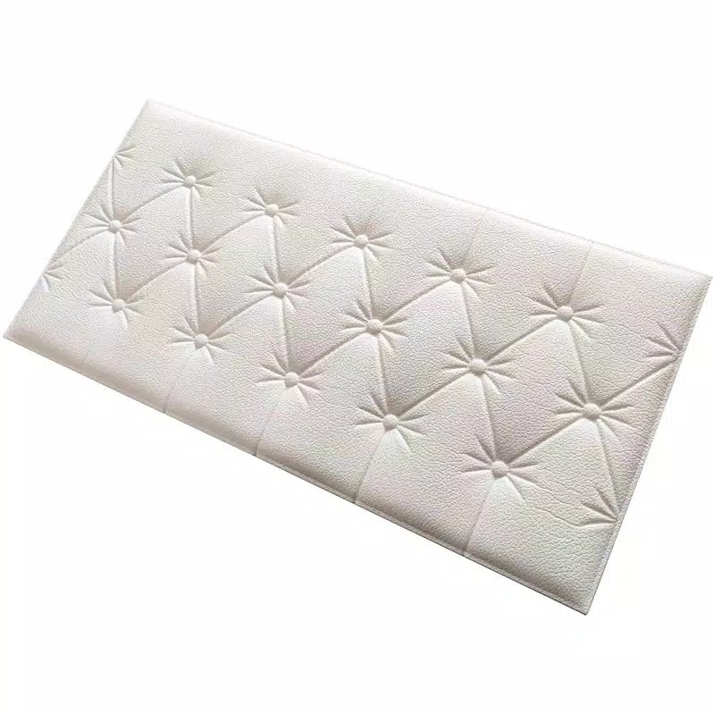 RB CM-H14 Wallpaper Dinding Kamar Headboard Bed Stiker Dekorasi Rumah Sticker Wall 3D Foam Murah-PUTIH