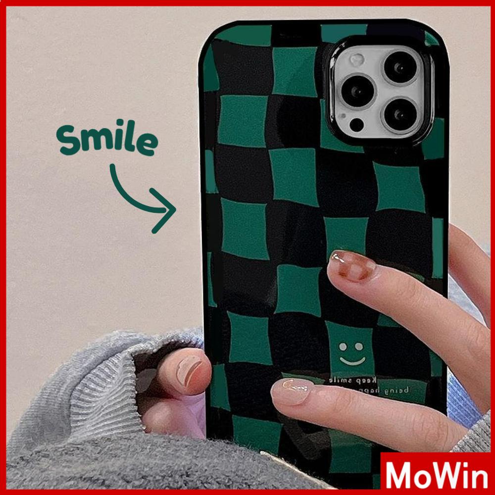 iPhone Case Silicone Soft Case TPU Candy Case Black Glossy Big Hole Camera Protection Shockproof Green Checkered For iPhone 13 Pro Max iPhone 12 Pro Max iPhone 11 Pro Max 7 Plus