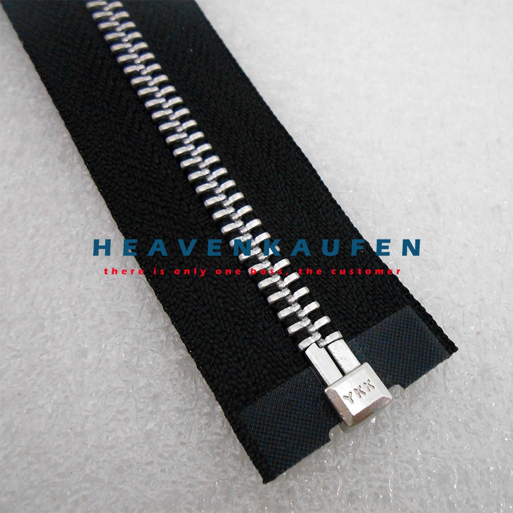 Resleting Zipper YKK Gigi Besi 30 cm / 12 inch Hitam - Silver Bolak Balik