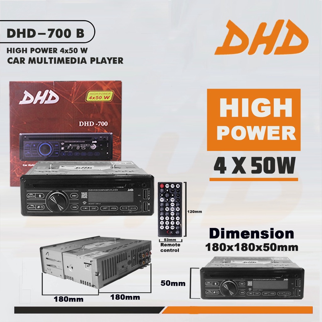Head Unit Single Din DVD Bluetooth DHD-700 Tape Multimedia Player