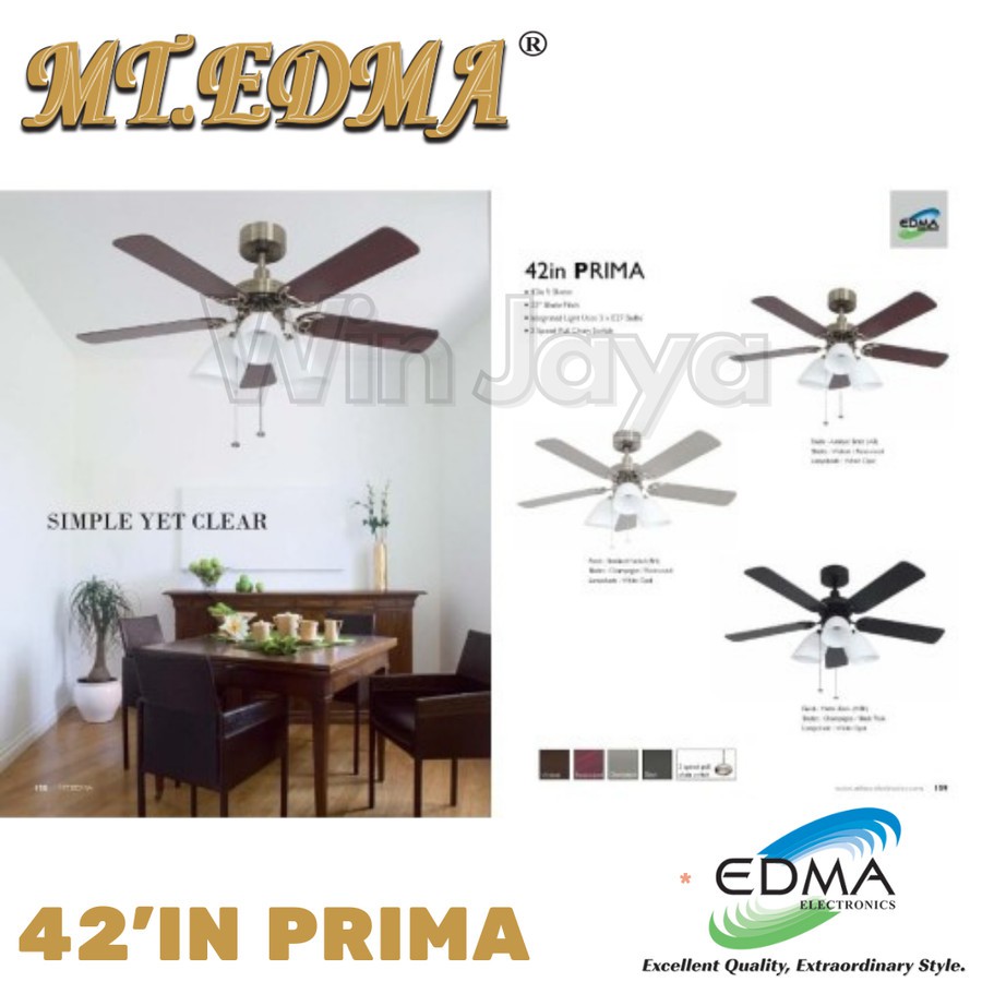 MT EDMA PRIMA 42 INCH KIPAS ANGIN BALING GANTUNG DENGAN LAMPU HIAS