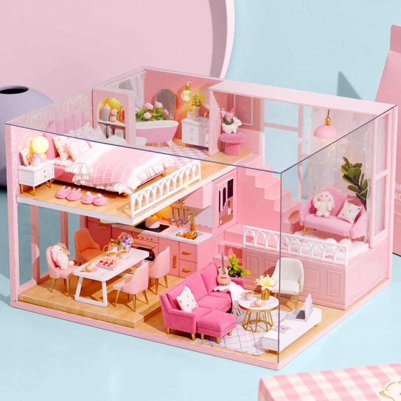 Cutebee Diy Dollhouse Miniatur Rumah Rumahan  Furnitur 