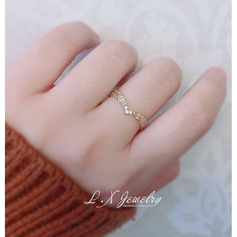 Cincin Emas 24K Putri 3 cincin pertunangan zirkonia berlian