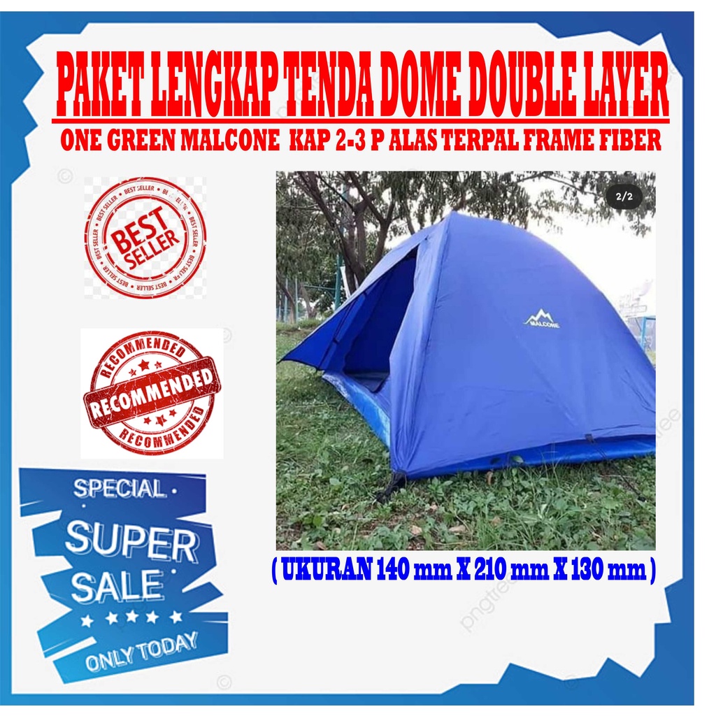 TERMURAH Tenda 2P orang Double Layer Malcone One Green