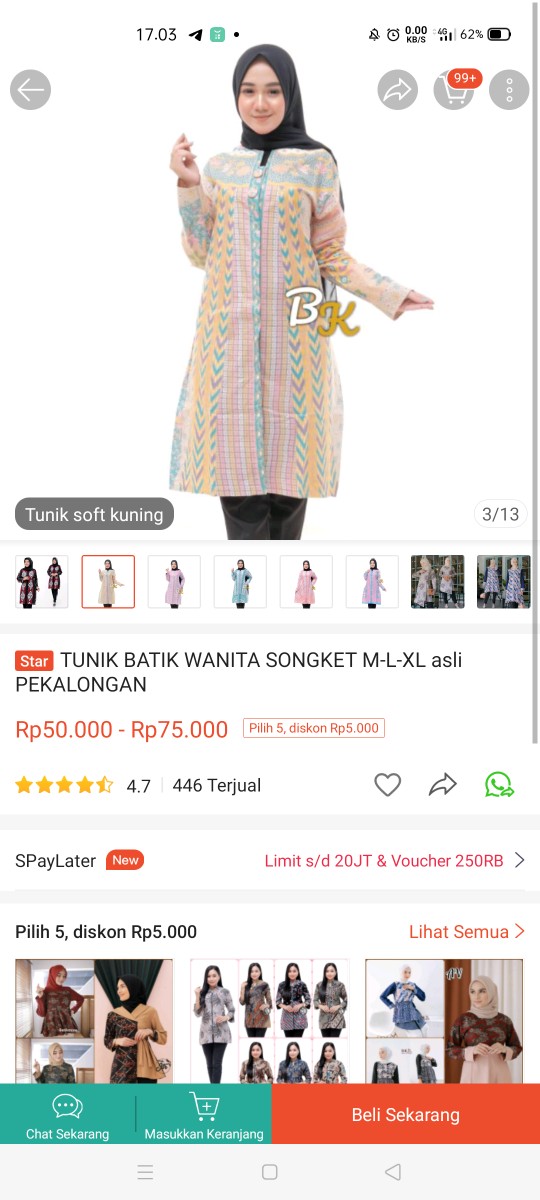 Tunik Batik Wanita Songket M-l-xl Asli Pekalongan