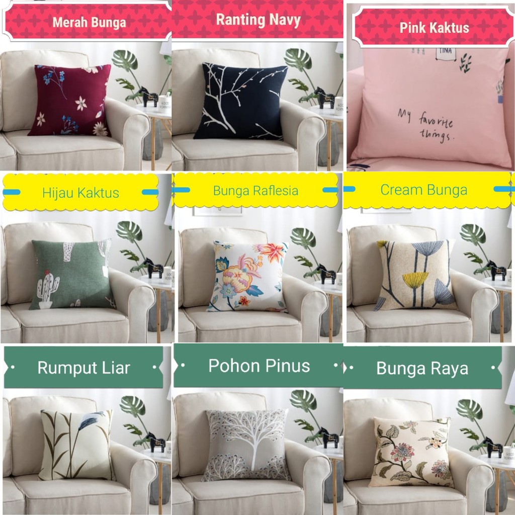 Cover Sofa - SARUNG BANTAL Ukuran 45 x 45 cm Bermotif Print Cushion Pillow Case Dekorasi Kamar