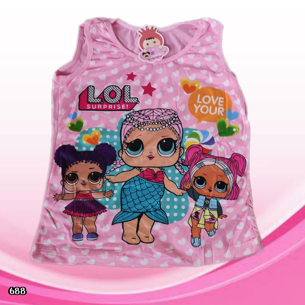 K688 - SINGLET TANKTOP ANAK WANITA MOTIF LOL SIZE S - XL HARGA PER 1 PCS