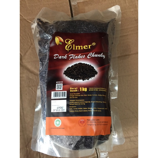 Elmer Dark Flakes Chunky 1kg Butiran Coklat Topping Kue