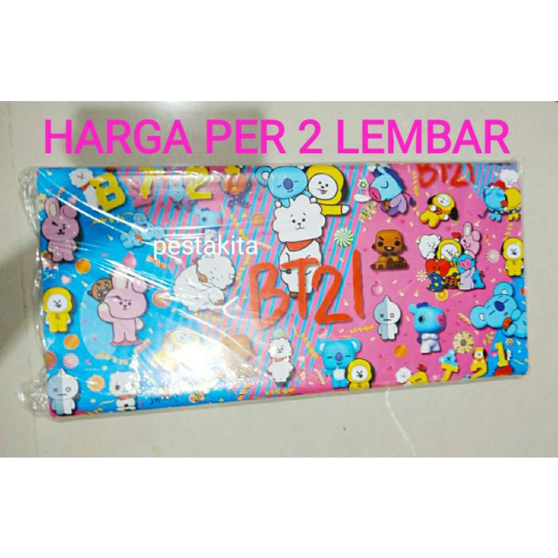 

KERTAS KADO KARAKTER BT21 KOREA BAHAN TEBAL PREMIUM HARGA PER 2 LEMBAR