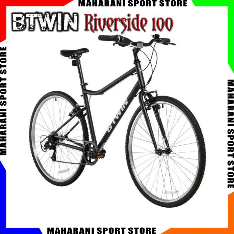Sepeda Hybrid Murah BTWIN RIVERSIDE 100 MATT UNISEX Hitam Original