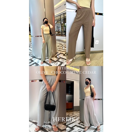Hyerin pants/celana kulot wanita/celana panjang wanita/celana high waist/celana semi rib/celana santai/celana kekinian/celana knit/kulot knit-1