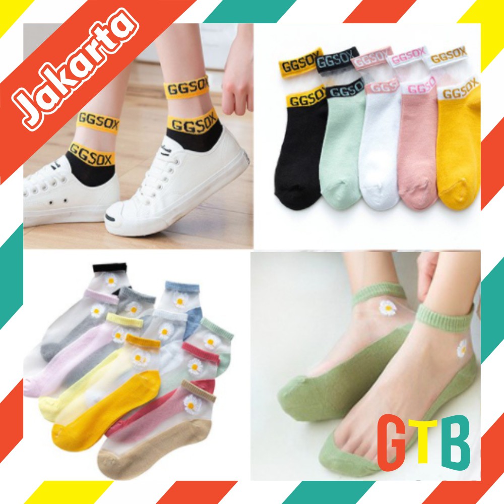 ❤️GTB❤️ KAOS KAKI KOREA KEKINIAN GGSOX KAOSKAKI  ULTRA TIPIS TRASNPARAN LEMBUT BUNGA MURAH IMPORT R179 R180