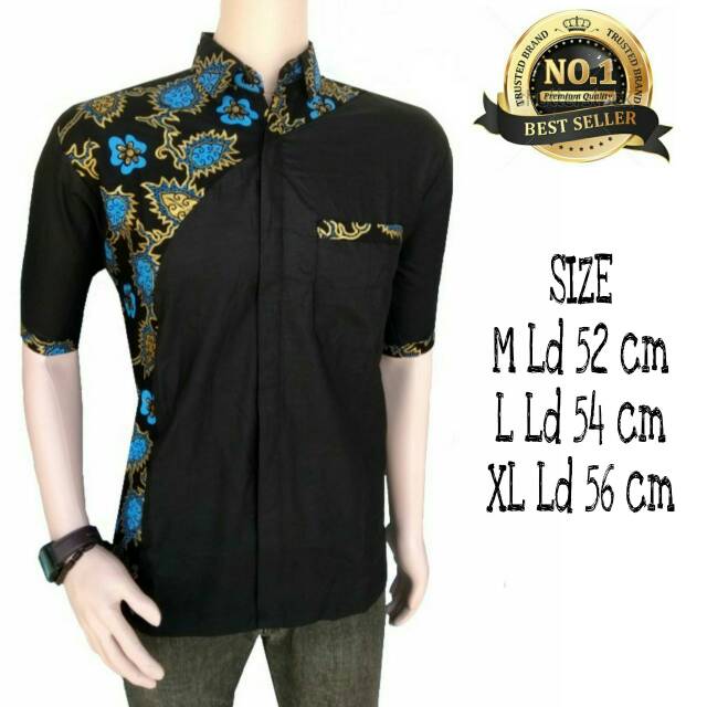 KEMEJA BATIK LENGAN PENDEK MOTIF DAUN DURI KOMBINASI /BLUS BATIK /COUPLE BATIK /KAIN BATIK M, L, XL