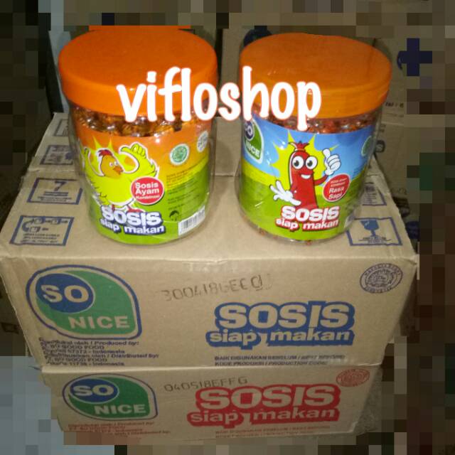 

Kardusan & Eceran Sosis So Nice Siap Makan (Ayam / Sapi) Toples 24 pcs
