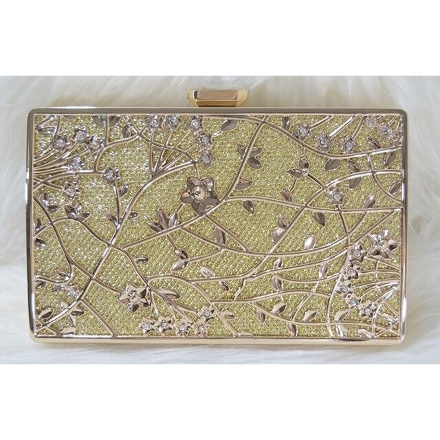 Clutch tas pesta gold flower