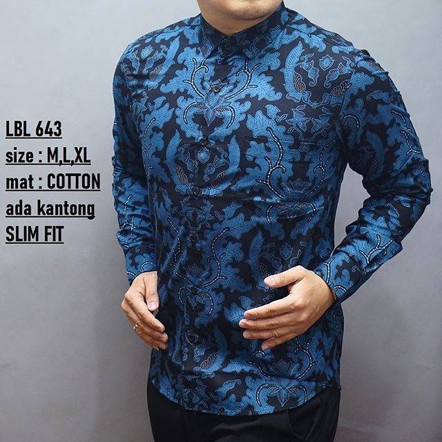 LBL 643 LUIGI BATIK PRIA SLIMFIT LENGAN PANJANG