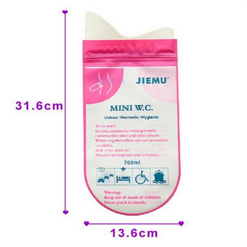 {LUCKID}4pcs Pink Disposable 700CC Urine Storage Bag Emergency Toilet Travel For Unisex