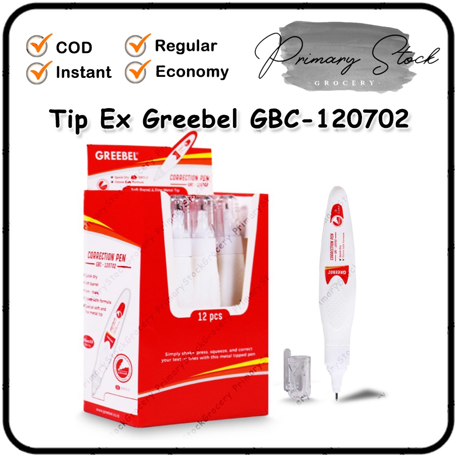 

Tip Ex Cair Murah Greebel Tip X Correction Fluid GBC 120702 Gribel Corection Pen