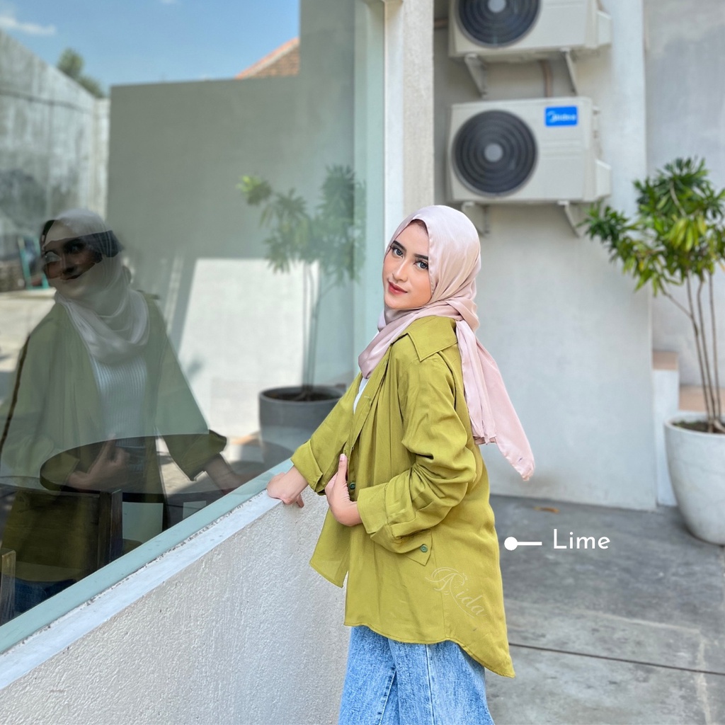 Emily Kemeja Rayon Polos Tanpa Saku Premium