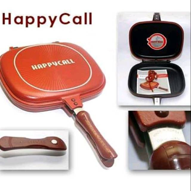 Happycall Double Pan 32cm  Alat Panggangan Daging Sate Roti Serbaguna Anti Lengket