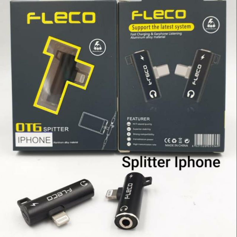 Splitter iphone 2in1 converter otg iphone charger+headset by Fleco