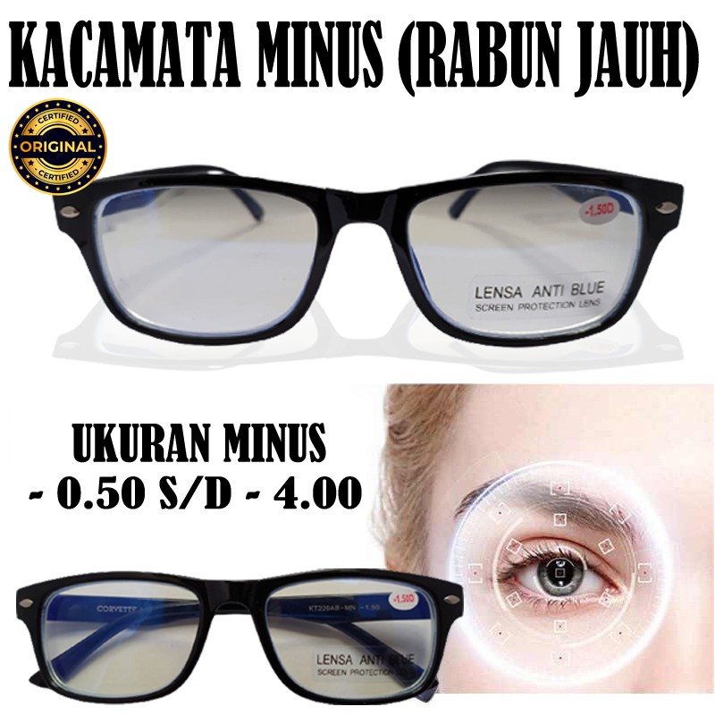 Kacamata Baca Minus (-) Lensa Blueray  -0.50 s/d  -4.00 Kaca mata Minus Reading Glasses Rabun Jauh