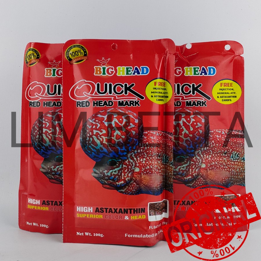 BIG HEAD QUICK RED ( MERAH ) / QUICK RED HEAD MARK / MAKANAN LOUHAN