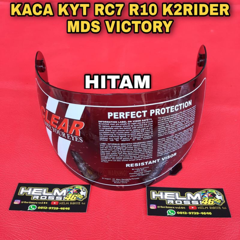 KACA Visor KYT RC7 SEVEN R10 K2R K2 RIDER VICTORY BENING - DARK HITAM