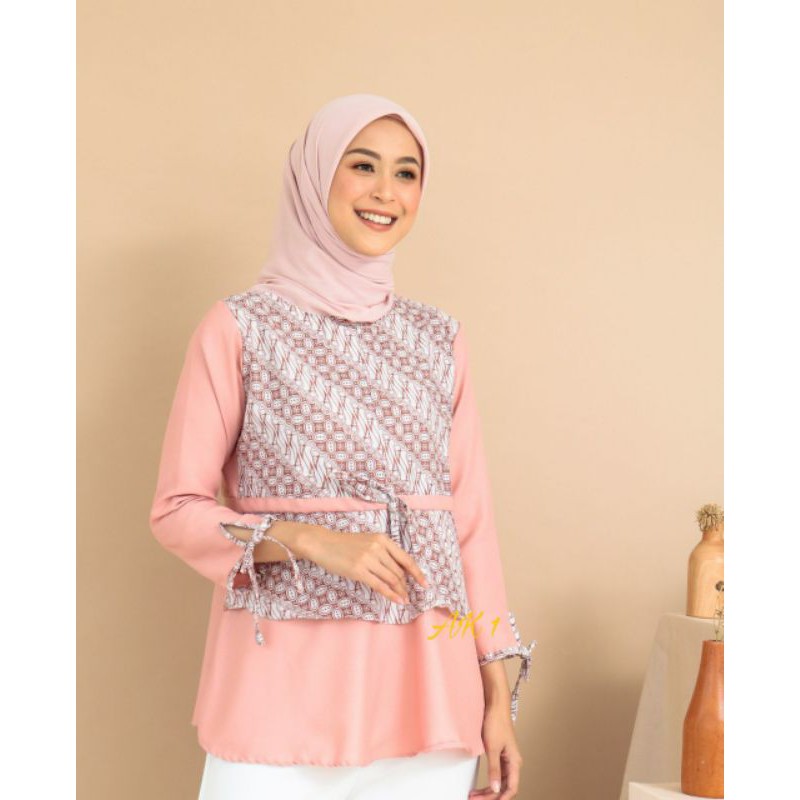 tey-17 Batik wanita ASJ SA HRB026 Kenongo Kemeja Tosca Pendek-1