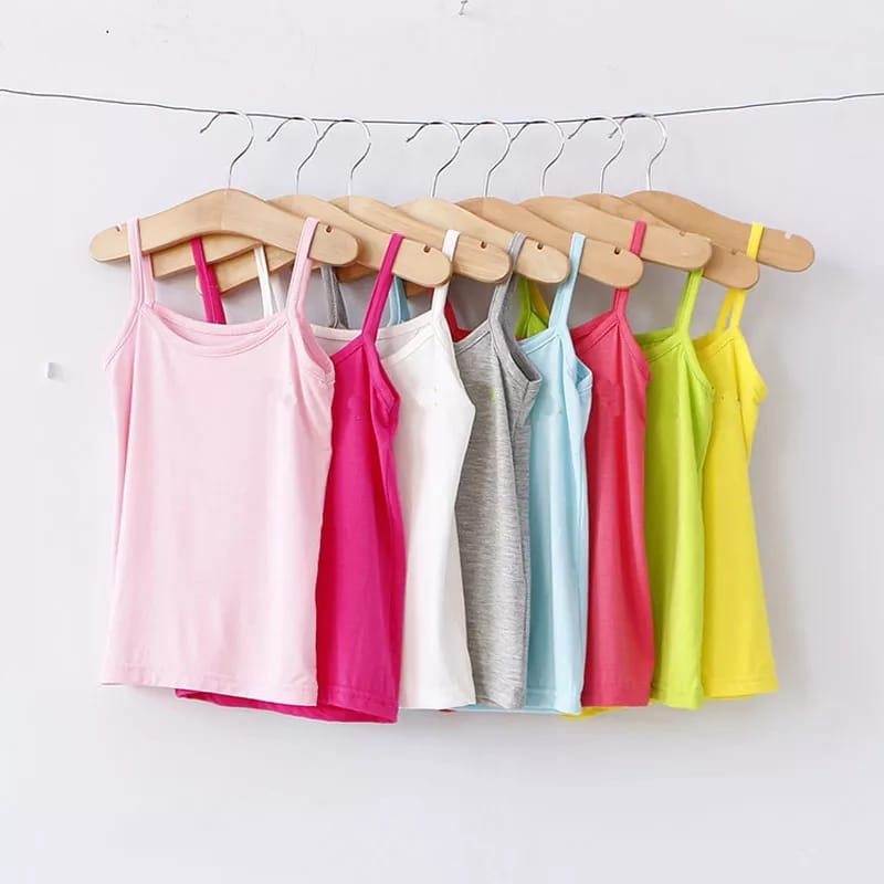 Tanktop Tali Kecil Anak Cewek Bahan Adem Warna Polos Kaos Dalaman Anak Perempuan All Size / Tentop Anak Wanita Cocok Untuk 3-6 Tahun