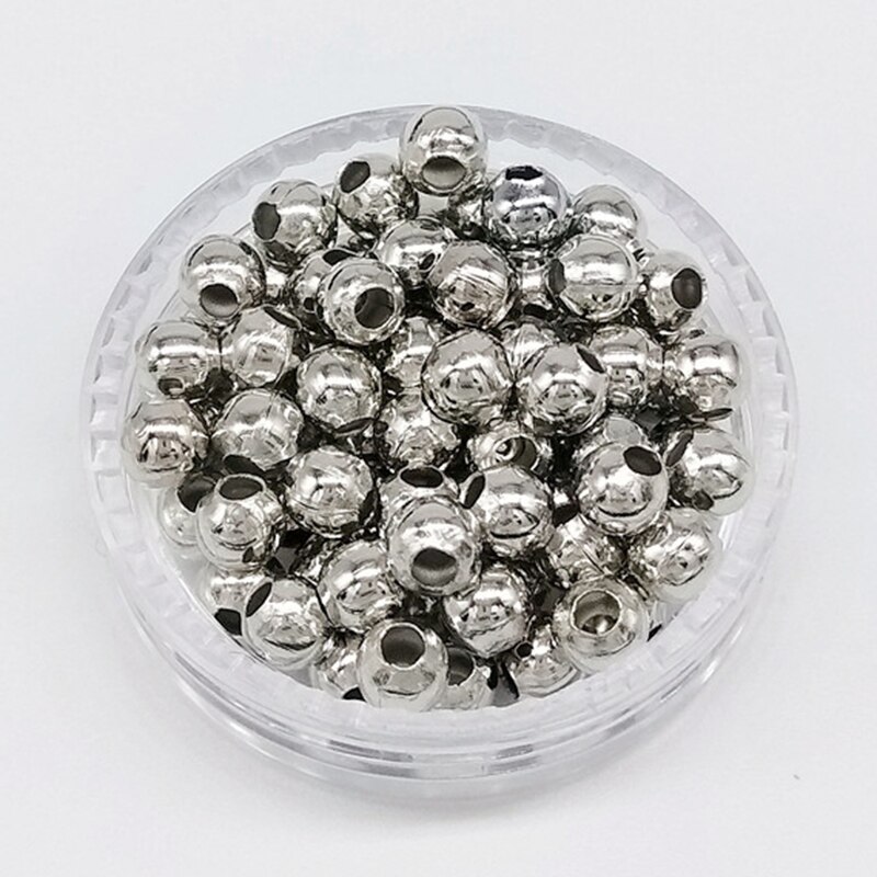 100pcs 4mm 5mm 6mm Silver Color Bronze Tone Metal Beads Smooth Ball Spacer Beads for Jewelry Making DIY Bracelet Necklace