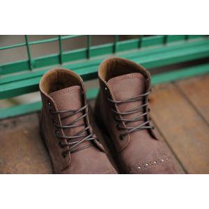 Unik sepatu kulit boots cewek lady gumbo brown piede handmade bandung kulit sapi asli Diskon