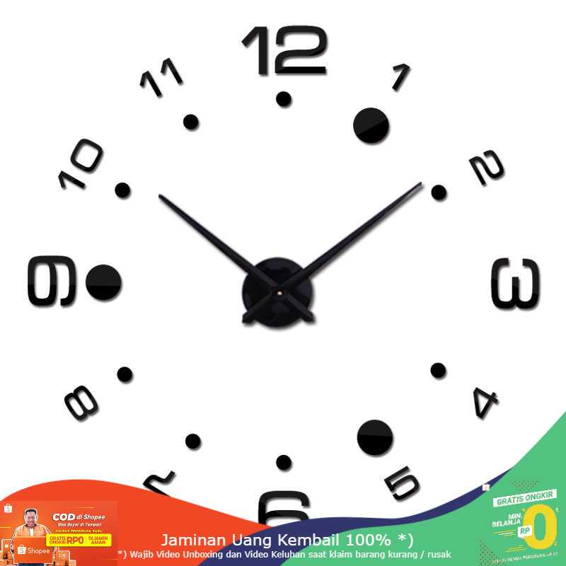 (BISA COD) RVOSTR Jam Dinding Besar DIY Giant Wall Clock Arcylic 100cm - DIY-204