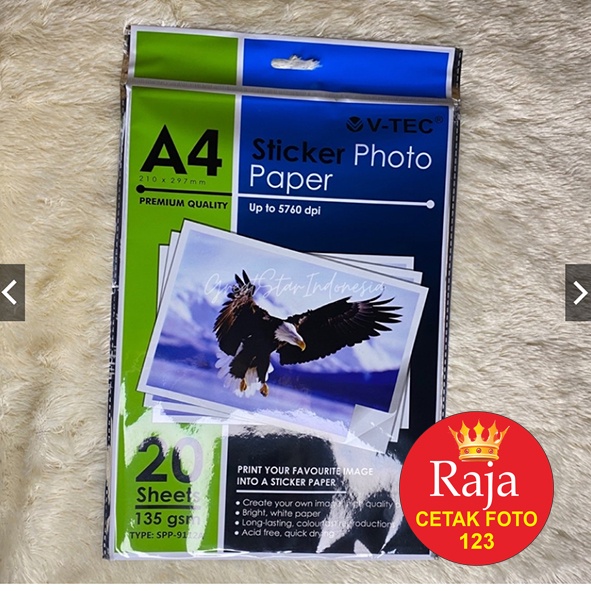 

STIKER GLOSYY PHOTO PAPER A4/20 LEMBAR 115 V-TEC