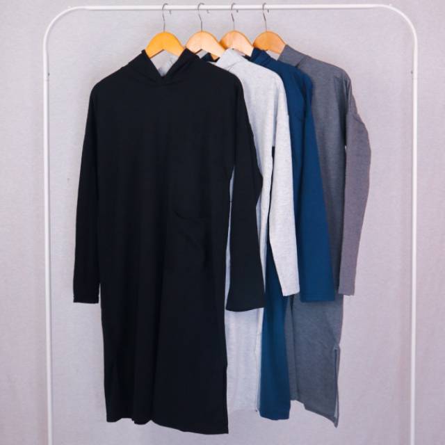 Hoodie maxi polos - Tunik hoodie polos