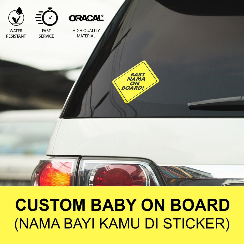 Sutikki | Custom Cutting Sticker Mobil Nama Baby on Board Stiker Anak Balita Jendela Belakang