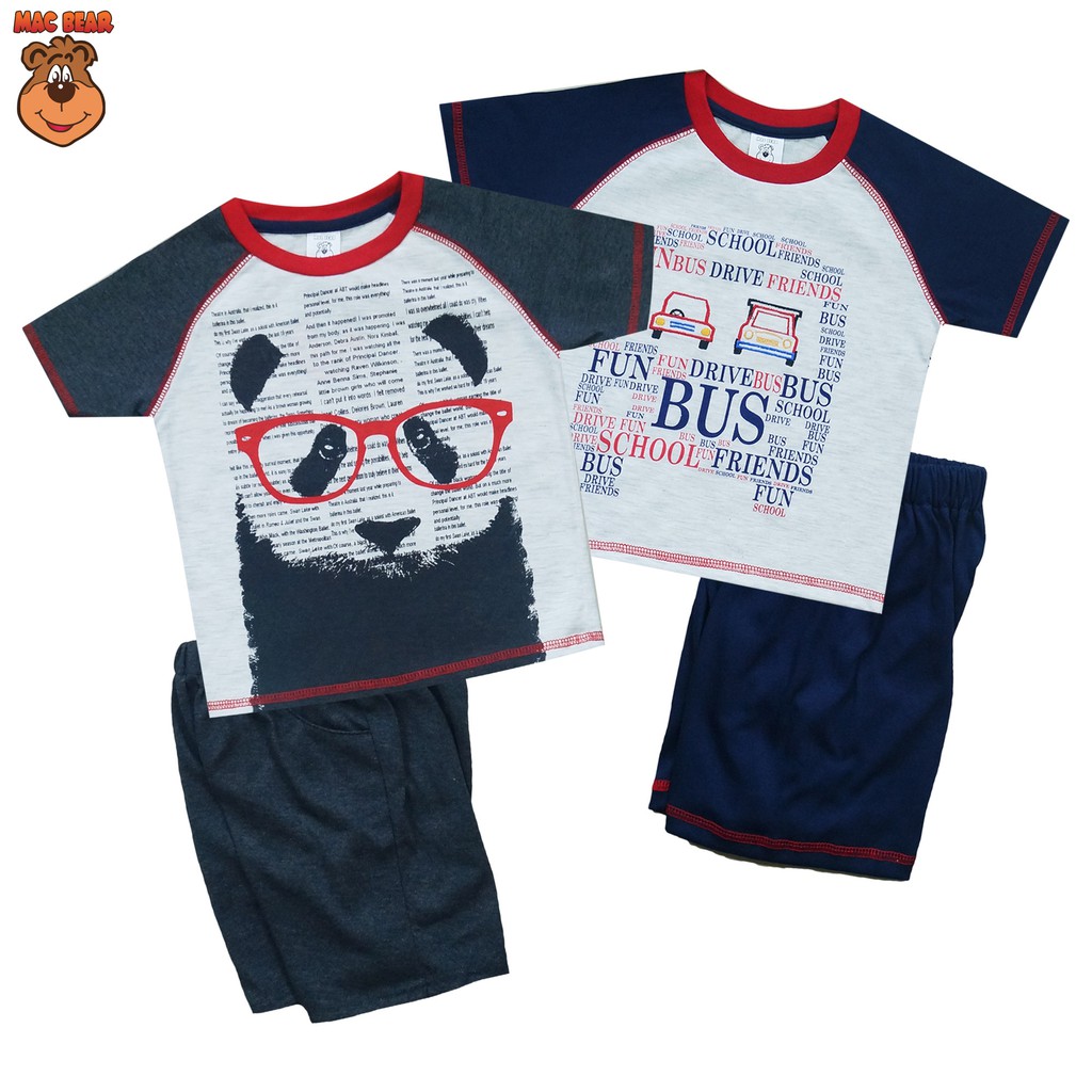 MacBear Baju Anak Setelan Panda Boy and Drive Bus 