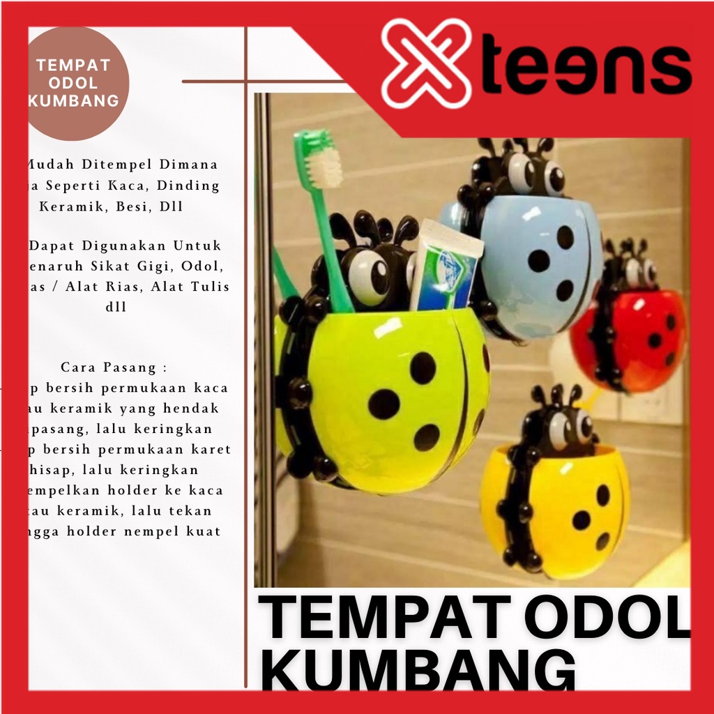 (Terbaru) Tempat Sikat Gigi dan Odol Kumbang - Tempat Odol Dan Sikat Gigi Ladybug Lady Bug Tooth Brush Holder - 1 Pcs-Termurah