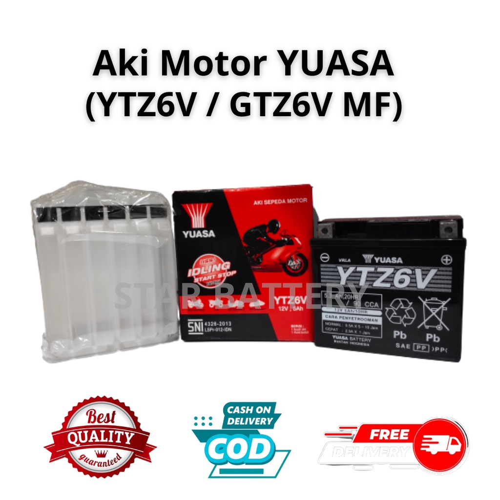 Jual Aki motor PCX 150 Yuasa YTZ6V High Performance Maintenance Free