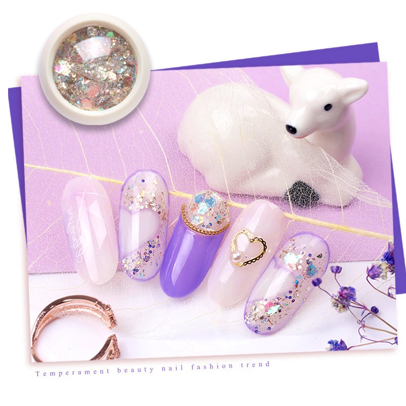 Glitter Hexagonal  Kuku Nail Art Flakes Ombre Nails Hiasan Hexagon Stiker Sticker KU027