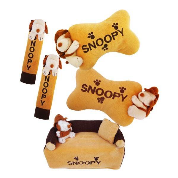 Bantal Mobil 3 in 1 Boneka Exclusive Snoopy Coklat